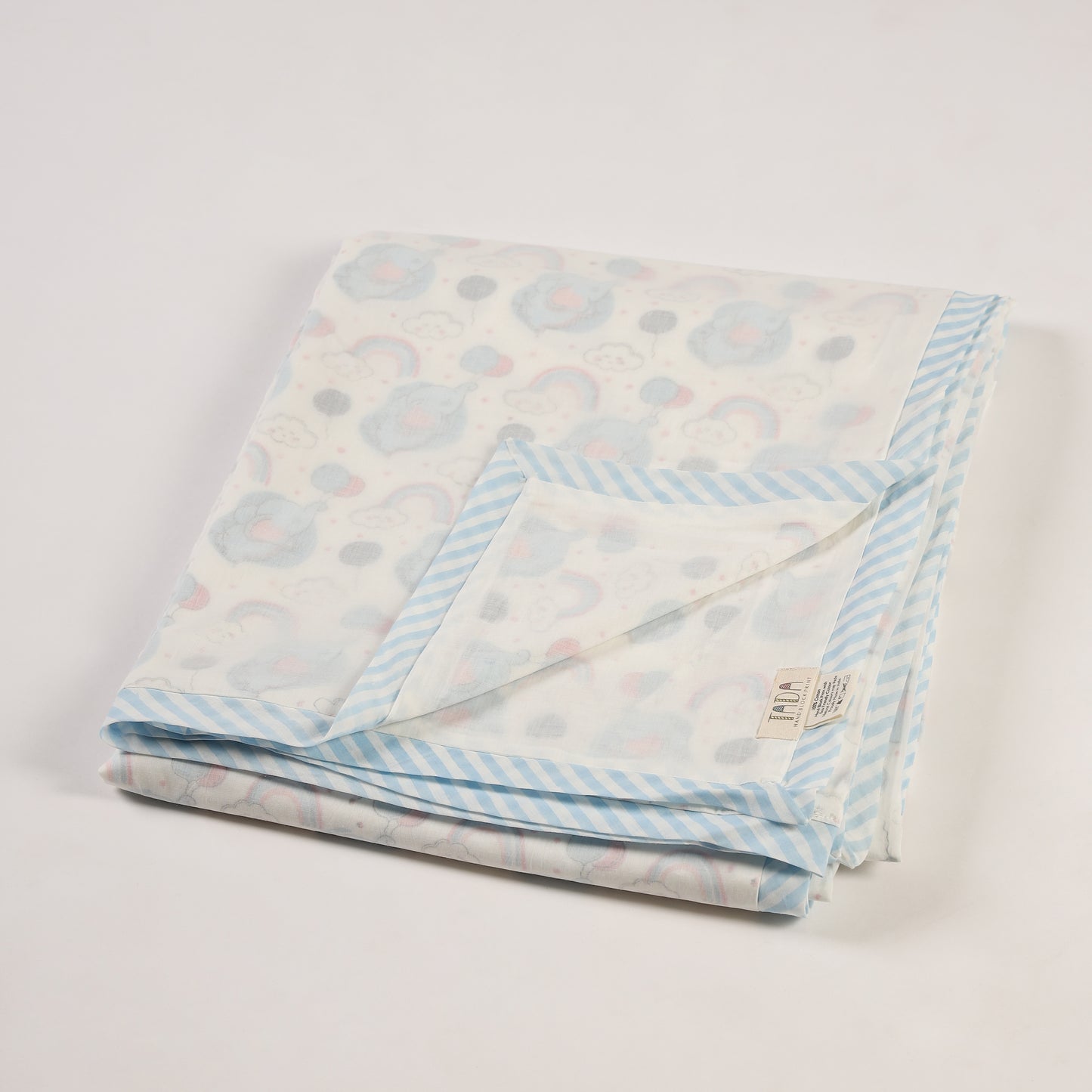 Sleepy Elephant Design Hand Block Printed Cotton Swaddle Blanket