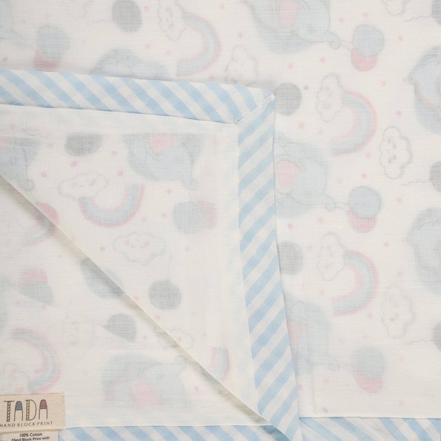 Sleepy Elephant Design Hand Block Printed Cotton Swaddle Blanket