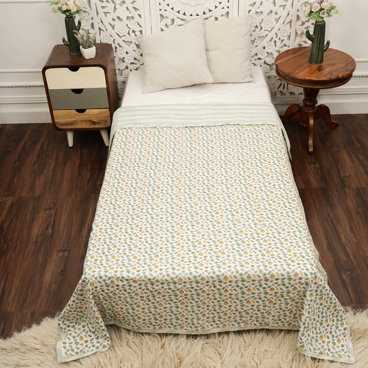 Green Meadow Design Hand Block Printed Cotton Swaddle Blanket