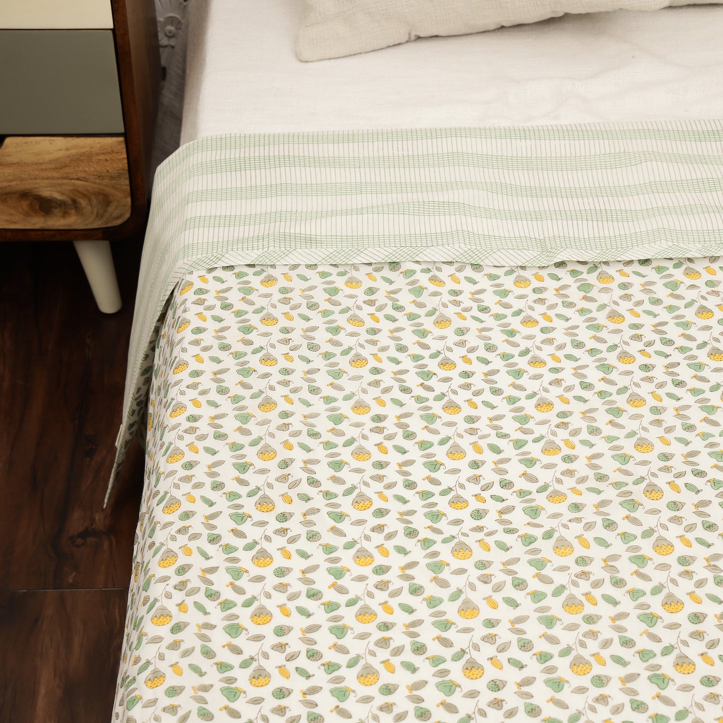 Green Meadow Design Hand Block Printed Cotton Swaddle Blanket