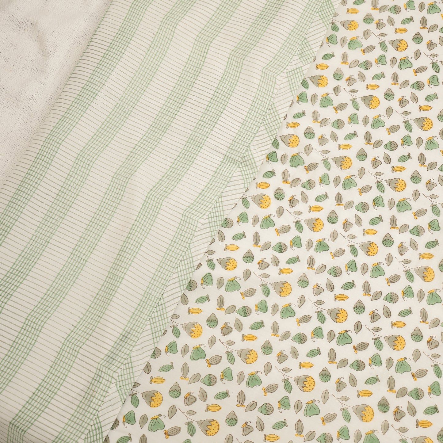Green Meadow Design Hand Block Printed Cotton Swaddle Blanket