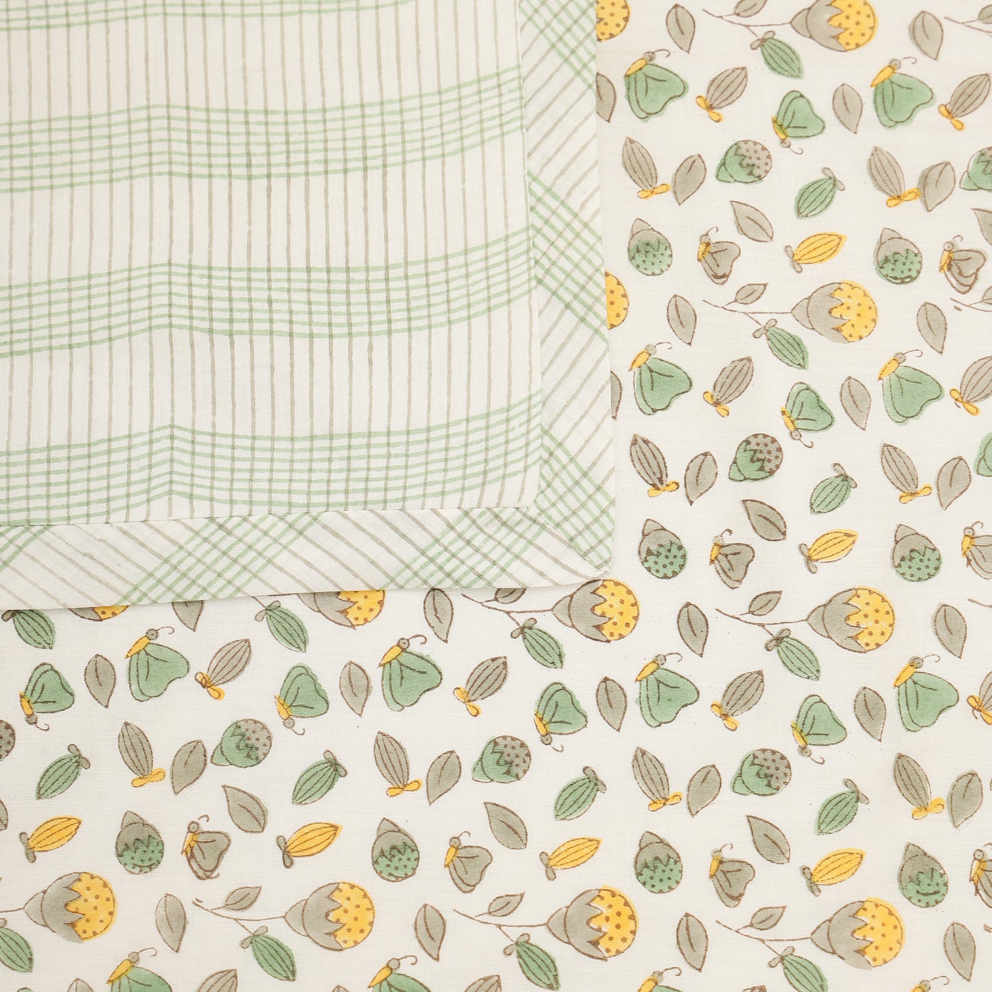 Green Meadow Design Hand Block Printed Cotton Swaddle Blanket