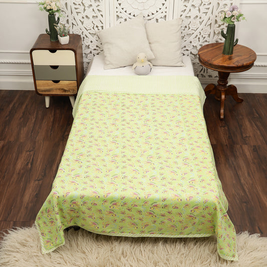 Marine Meadow Design Hand Block Printed Cotton Swaddle Blanket