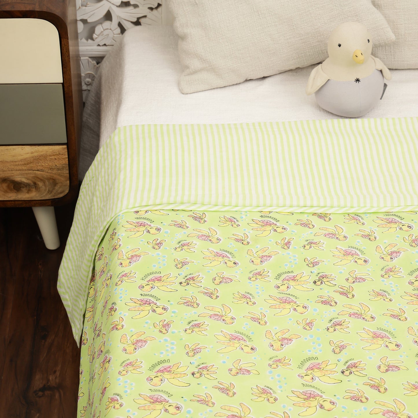Marine Meadow Design Hand Block Printed Cotton Swaddle Blanket