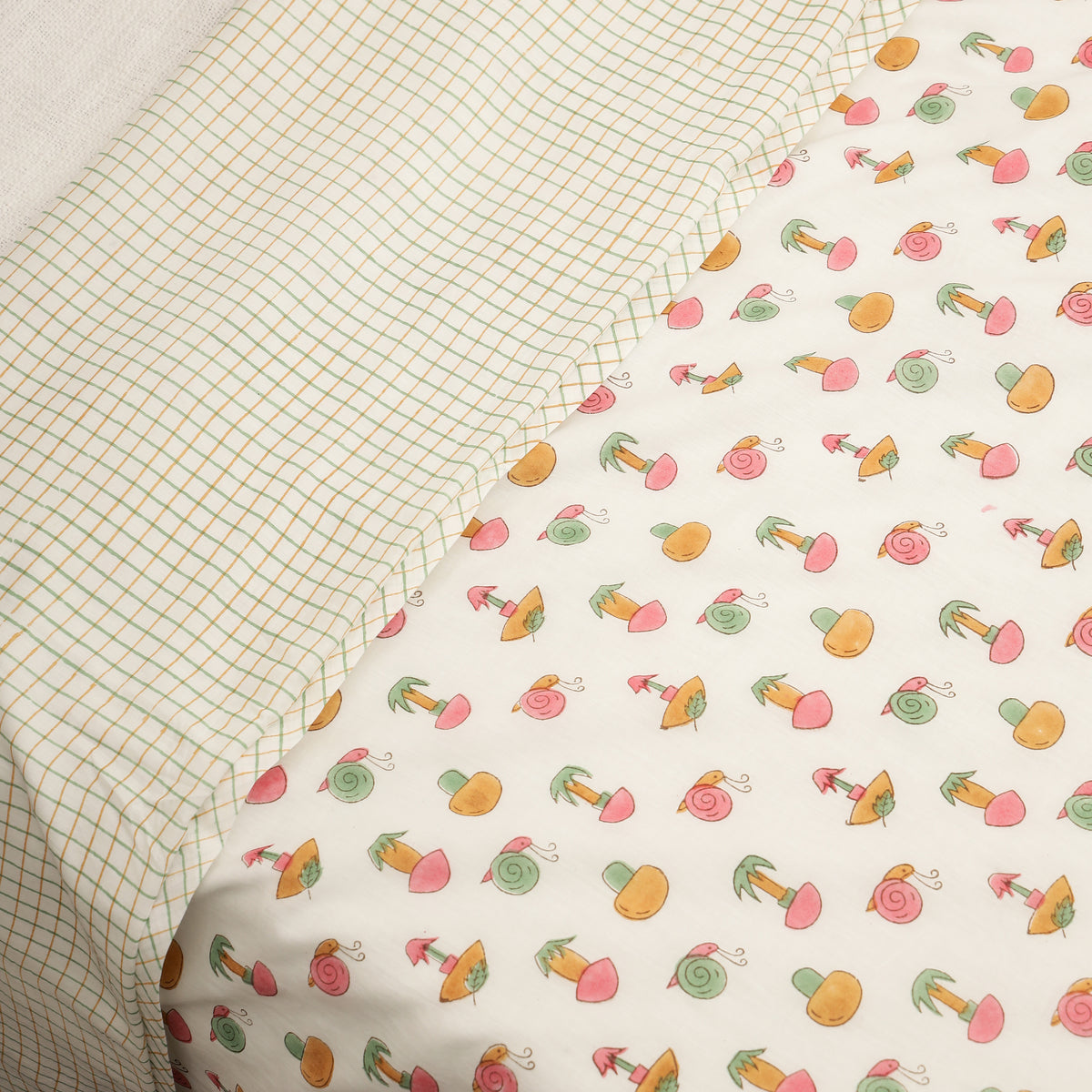 Forest Friends Design Hand Block Printed Cotton Swaddle Blanket
