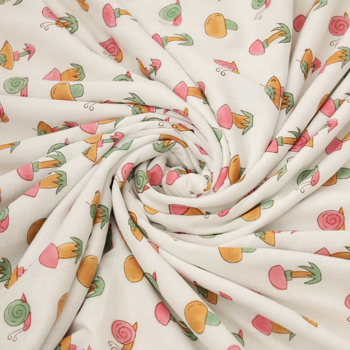 Forest Friends Design Hand Block Printed Cotton Swaddle Blanket
