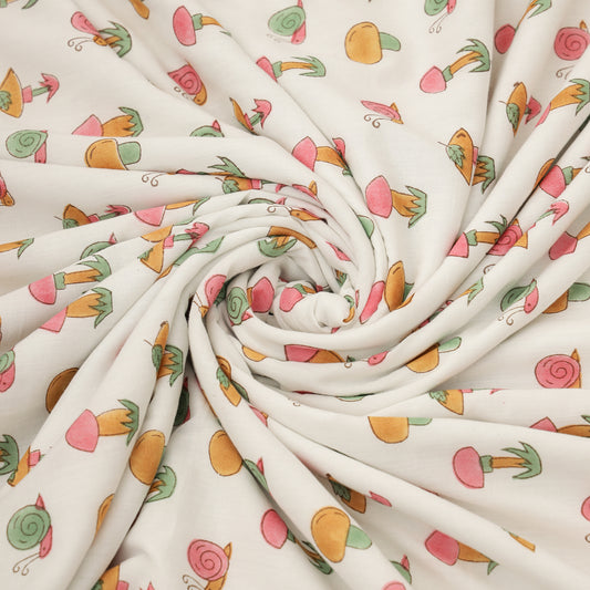 Forest Friends Design Hand Block Printed Cotton Swaddle Blanket