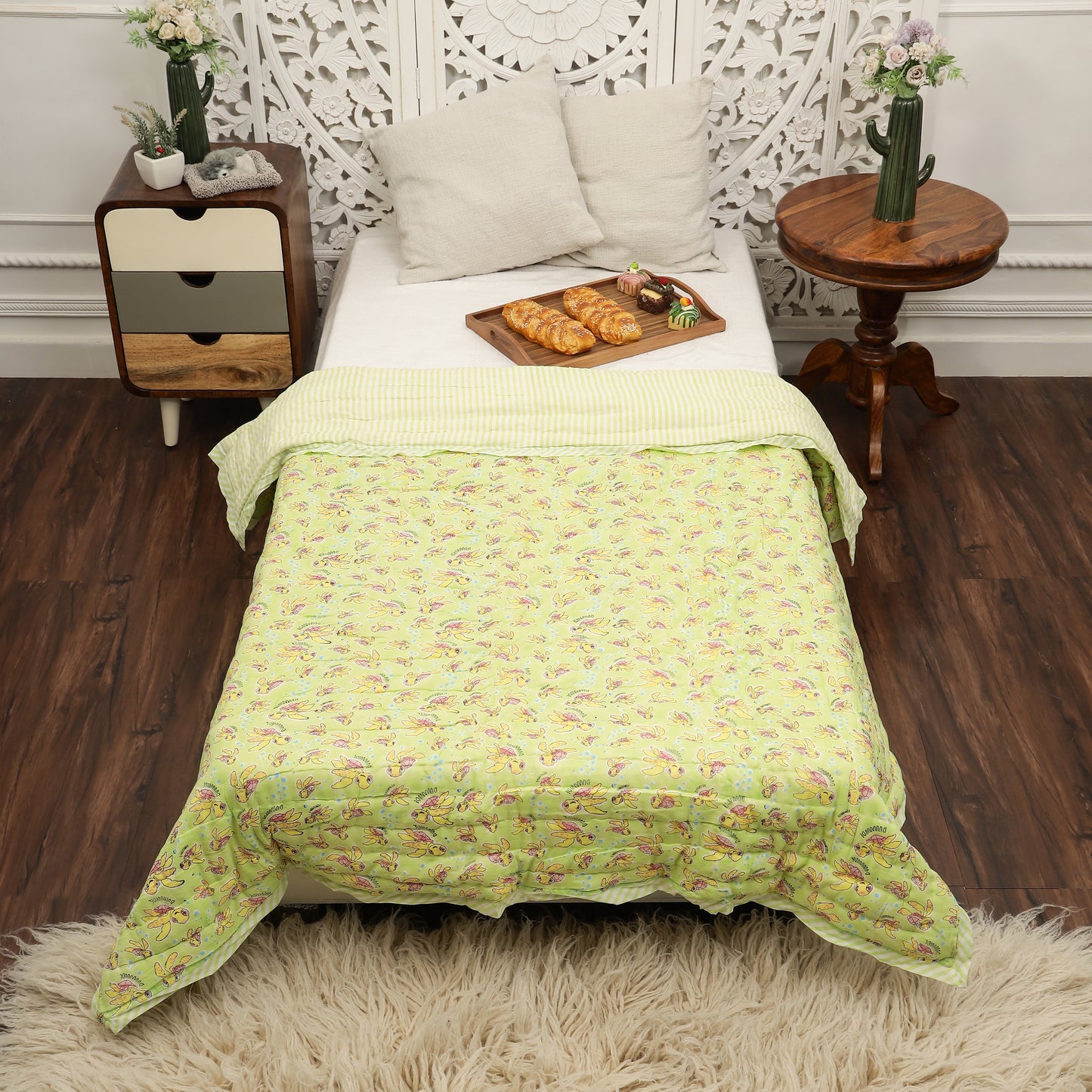 quilt or comforter Design Hand Block Printed Cotton Jhabla Set for Newborn Baby