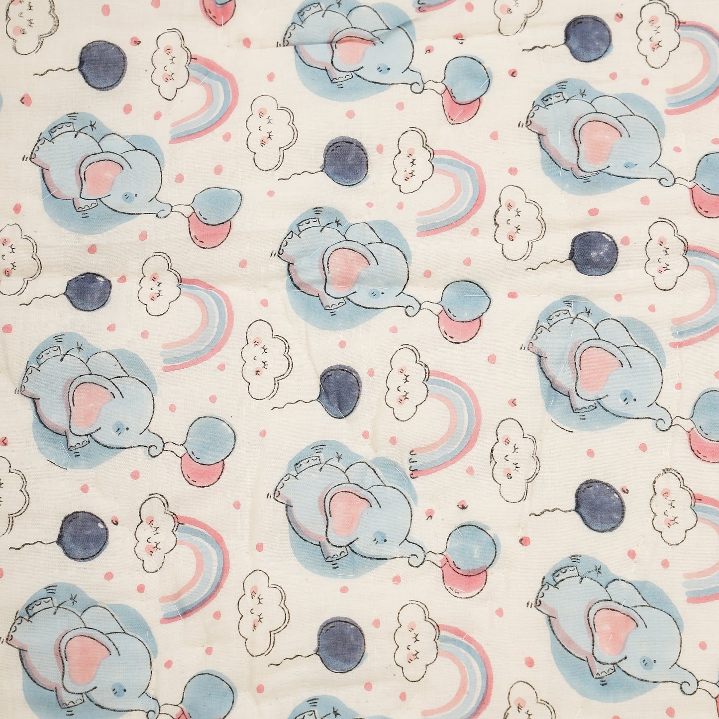 Rainbow Elephants Design Hand Block Printed Cotton Swaddle Blanket