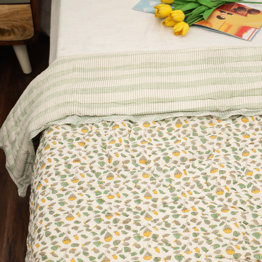 Fresh Citrus Garden Design Hand Block Printed Cotton Swaddle Blanket