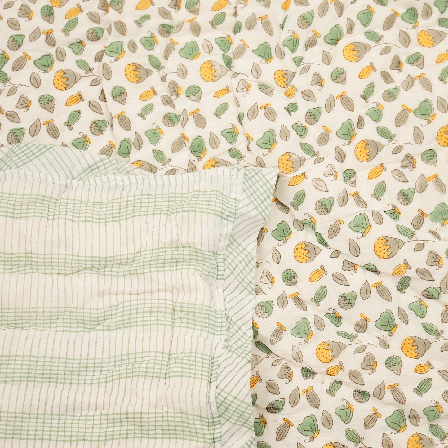 Fresh Citrus Garden Design Hand Block Printed Cotton Swaddle Blanket