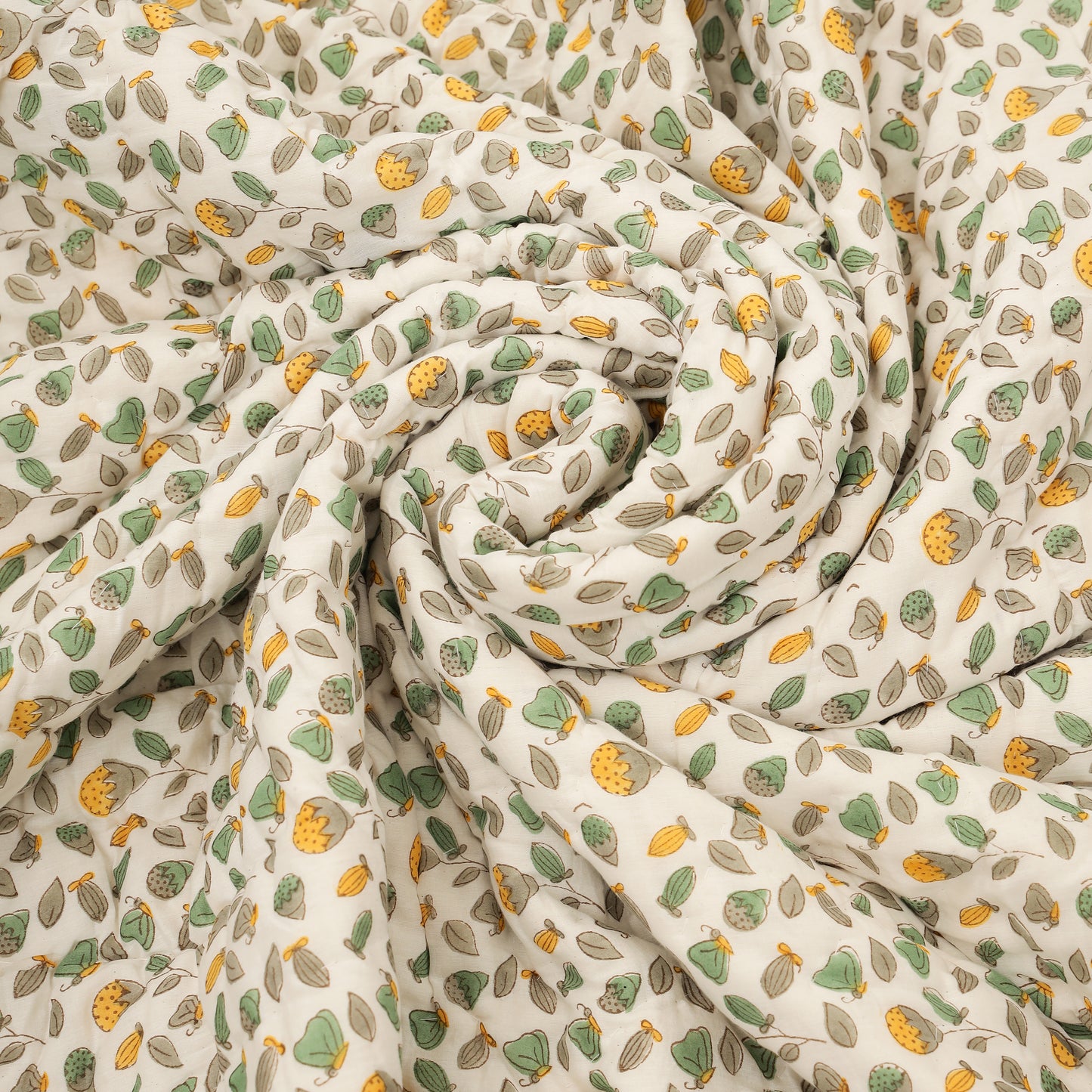 Fresh Citrus Garden Design Hand Block Printed Cotton Swaddle Blanket