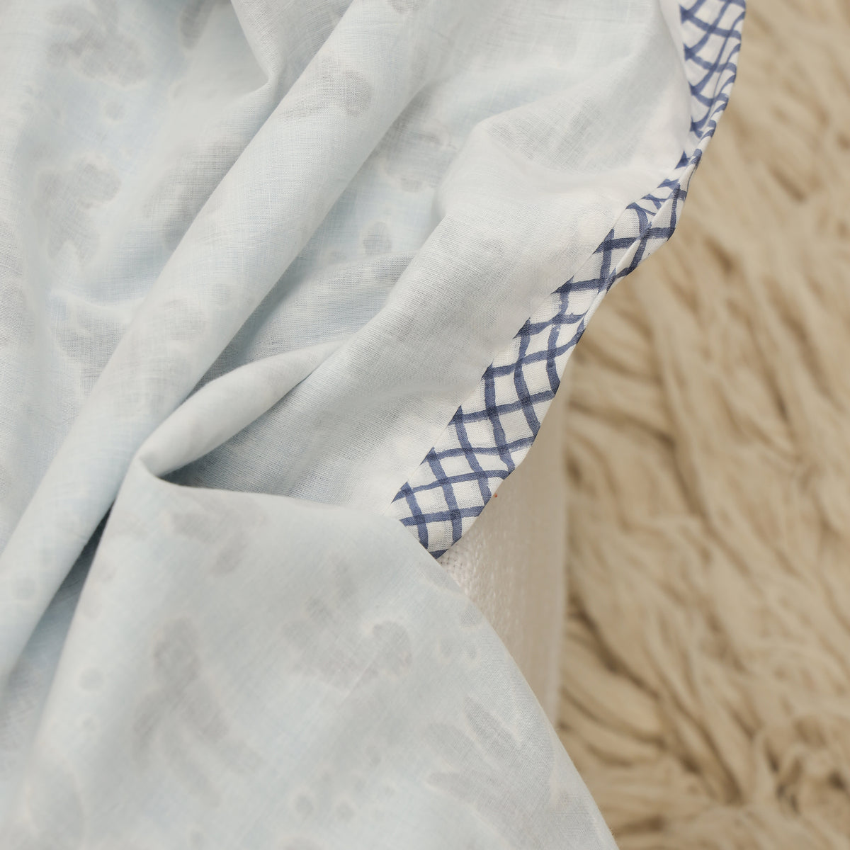 Midnight Border Design Hand Block Printed Cotton Swaddle Blanket
