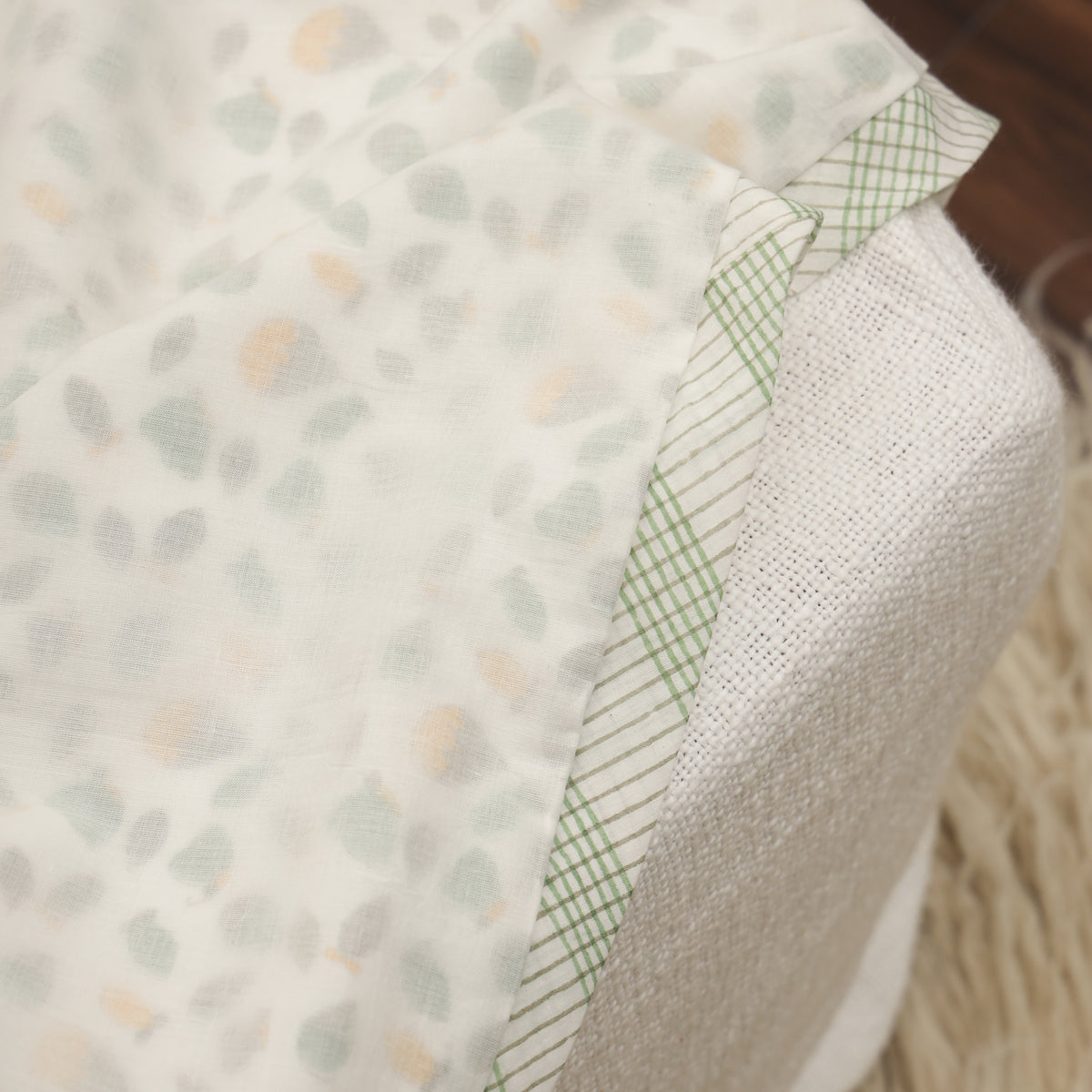 Spring Sprout Design Hand Block Printed Cotton Swaddle Blanket