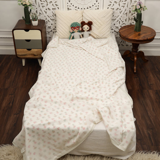 Mushroom Snail Design Hand Block Printed Cotton Swaddle Blanket