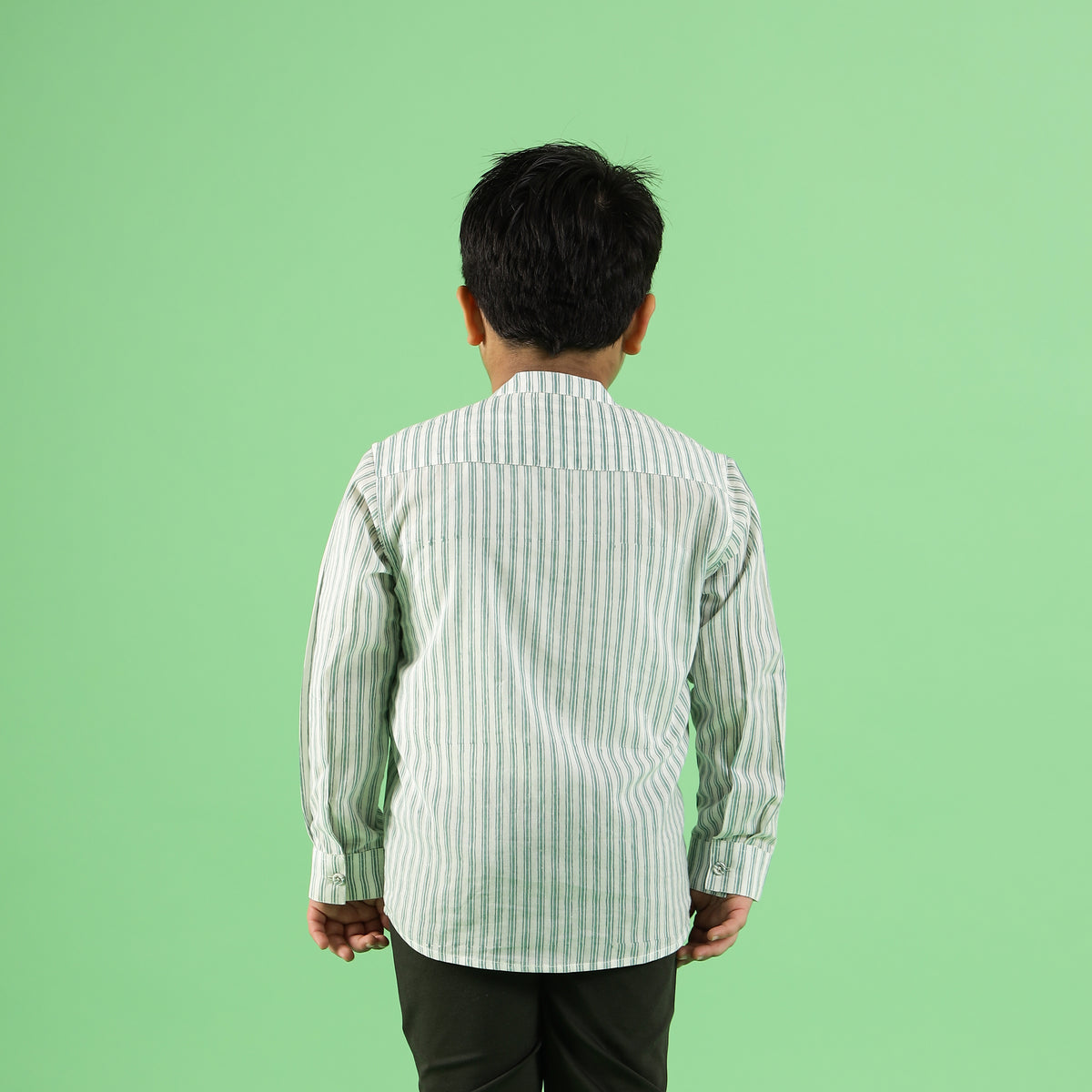 Mint Stripe Pattern Design Hand Block Printed Cotton Full Sleeve Shirt for Boys – Sanganeri Kids Wear
