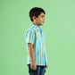 Aqua Stripe Design Hand Block Printed Cotton Half Sleeve Shirt for Boys – Sanganeri Kids Wear