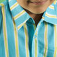 Aqua Stripe Design Hand Block Printed Cotton Half Sleeve Shirt for Boys – Sanganeri Kids Wear