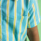 Aqua Stripe Design Hand Block Printed Cotton Half Sleeve Shirt for Boys – Sanganeri Kids Wear