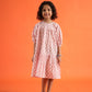 Garden Rose Organic Design Hand Block Printed Cotton Tiered Dress for Girls