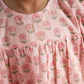 Garden Rose Organic Design Hand Block Printed Cotton Tiered Dress for Girls