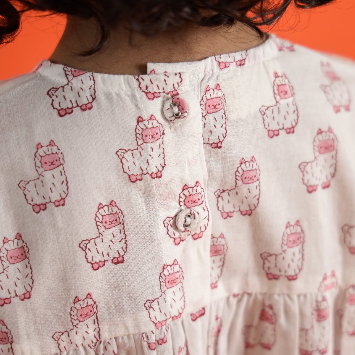 Owl Dreams Design Hand Block Printed Cotton Tiered Dress for Girls