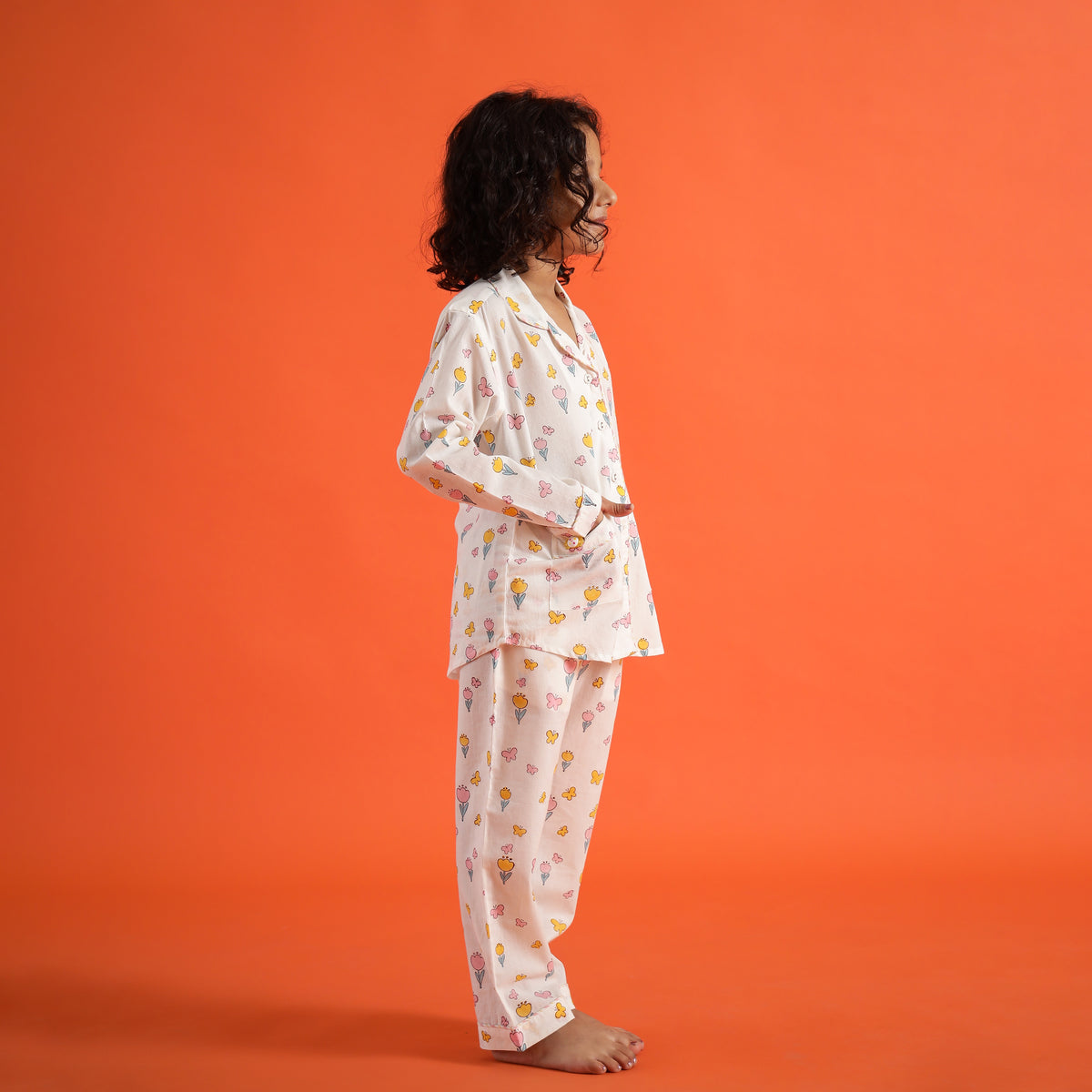Organic Cotton Night Suit - Ice Cream Cone Design Hand Block Printed for Girls