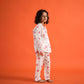 Organic Cotton Night Suit - Butterfly and Flower Design Hand Block Printed for Girls