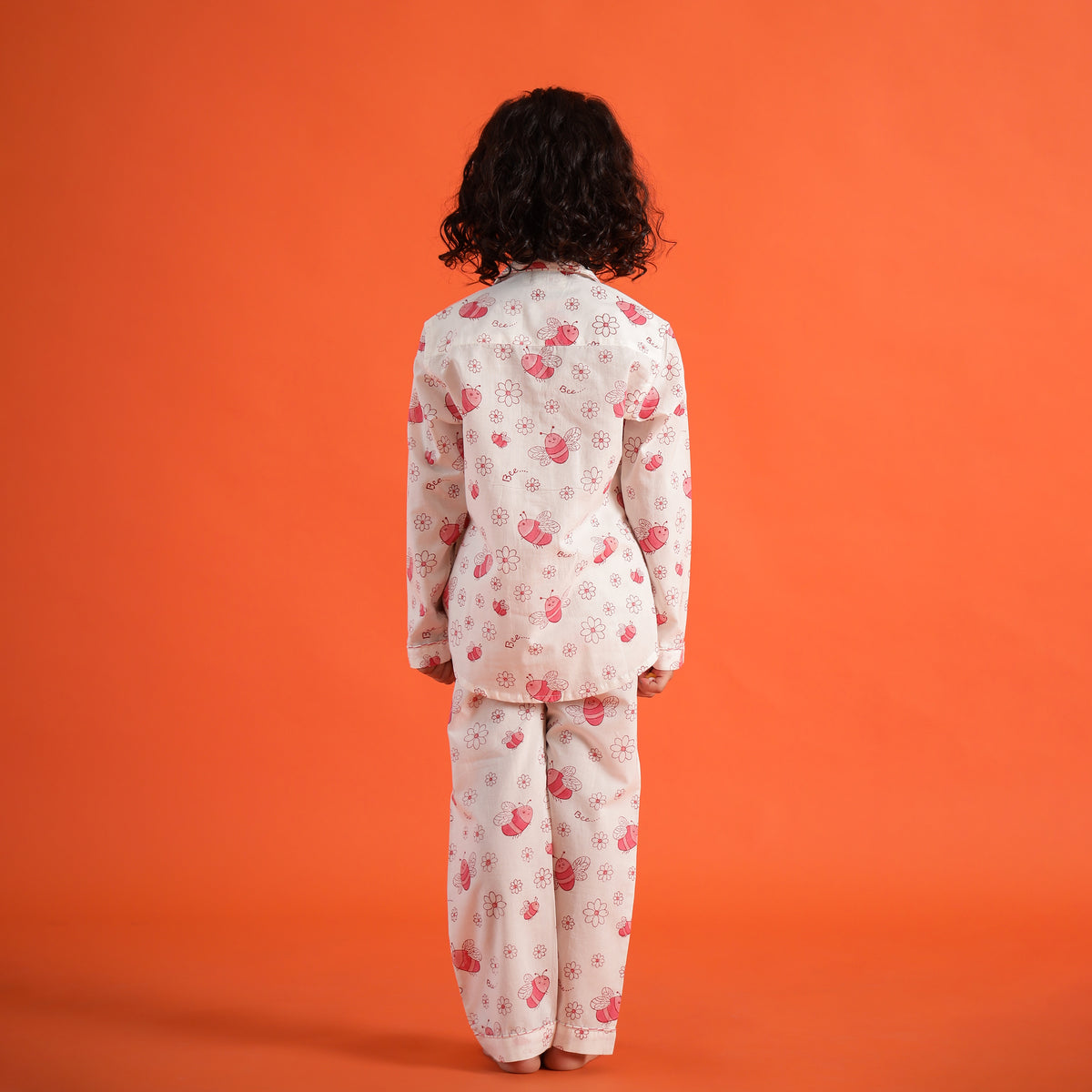 Organic Cotton Night Suit - Butterfly and Flower Design Hand Block Printed for Girls